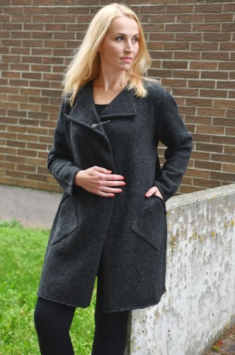 T-660 BB1 Long cardigan gingham, with pockets, safety pin fastening